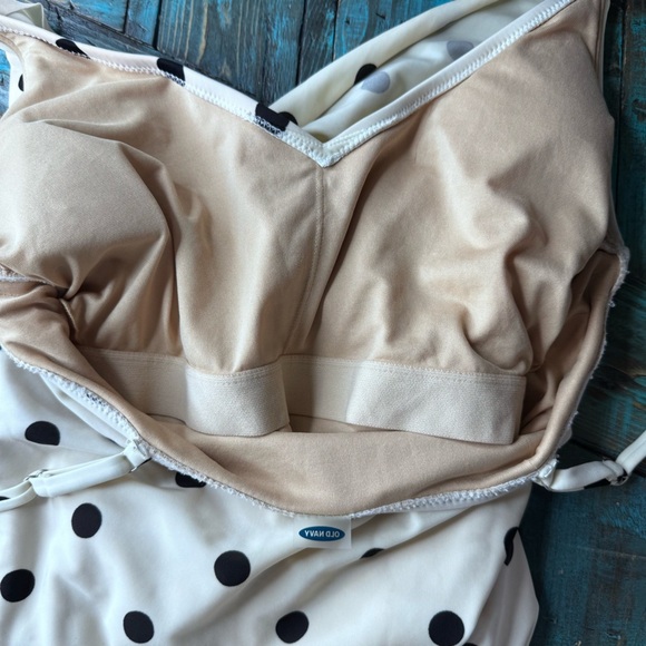 Old Navy Cream Polka Dot Wrap-Front Swimsuit Size Large - Picture 12 of 12